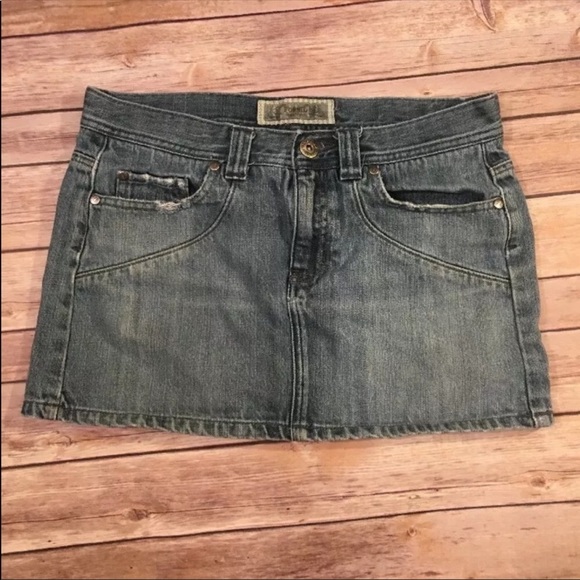 Fossil Denim Skirt Braley Mini Shadow Blue Sz 6 - Picture 1 of 8